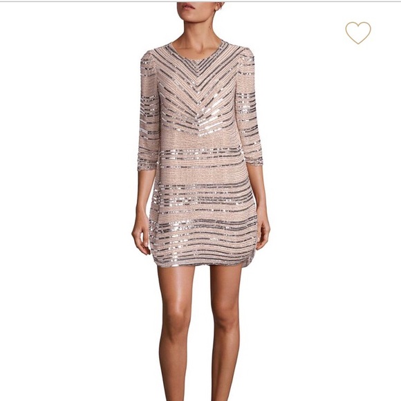 Parker Black sequin dress in blush. Size 0. - Picture 1 of 5